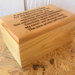 Large Pet Cremation Urn with laser engraved poem,
