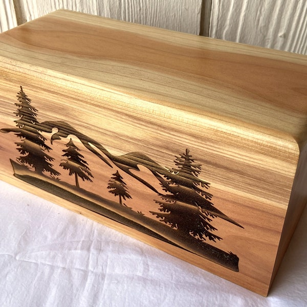 Adult Wood Cremation Urn - Nature Wilderness Forest trees Redwoods