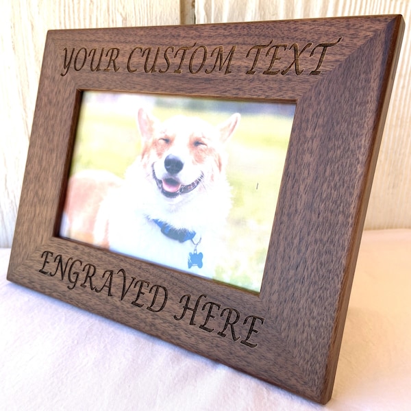 Wood Picture Frame, Engraved Wood Picture Frame, Personalized Wood Picture Frame