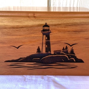 Wood Cremation Urn - Light House Cremation Urn - Engraved Cremation Urn
