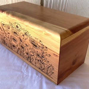 Adult Wood Cremation Urn - Personalized - Wildflower Engrave