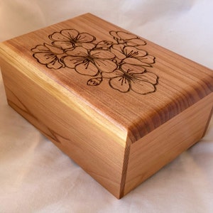 Medium Red Wood Pet Cremation Urn Personalization Engraving Optional