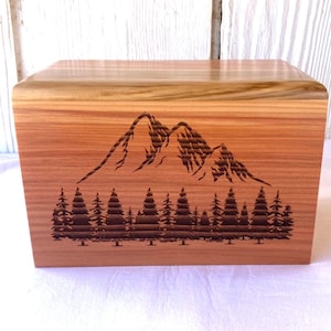 Adult Wooden Cremation Urn, Wilderness Urn, Trees Wood Cremation Urn
