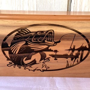 Adult Wood Cremation Urn - Fishing Cremation Urn