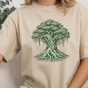 Rooted Bonsai Boom T-shirt - Verstrengelde Boom des Levens - Premium 220g Katoen - Vintage Washed Streetwear