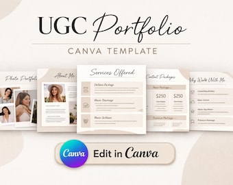Plantilla de Canva para portafolios de contenido generado por usuarios (CGU) / Presentación de marca para creadores de contenido