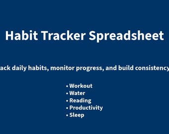 Habit Tracker Spreadsheet | Daily Productivity, Fitness Dashboard (Excel Template)