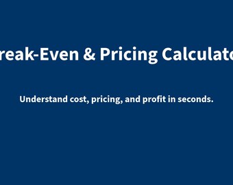 Break Even Calculator Spreadsheet | Small Business Pricing & Profit Tool | Startup Financial Planning Excel Template