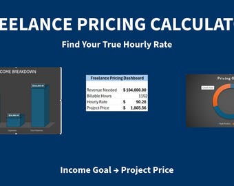 Freelance Pricing Calculator | Hourly Rate, Project Price Excel Template (Digital Download)