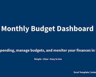 Monthly Budget Spreadsheet | Personal Finance Dashboard | Expense Tracker Excel Template