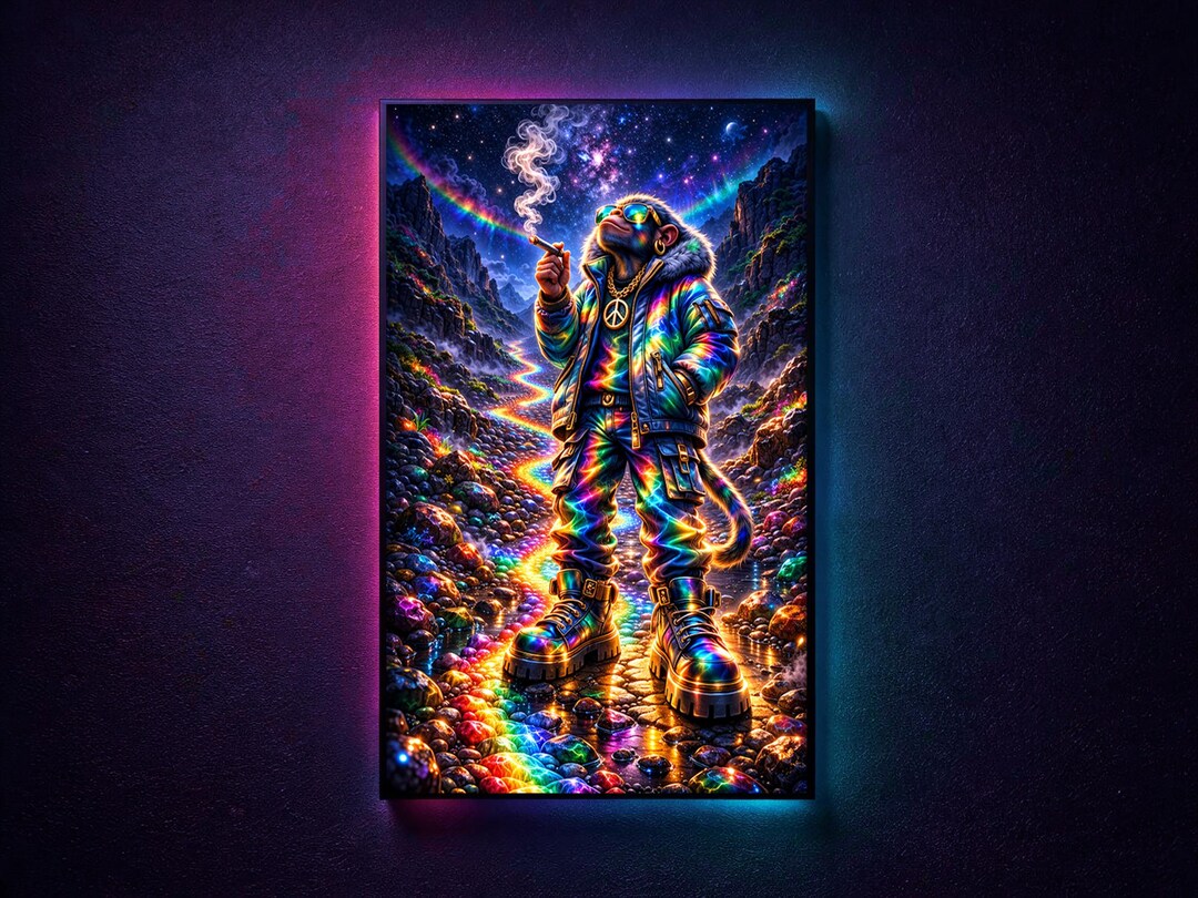 Zkittles Psychedelic Monkey Print, Trippy Rainbow Art (digital Download ...
