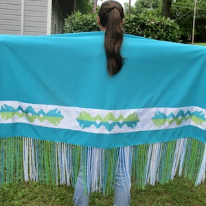ladies dance shawl with fringe, native style, indigenous