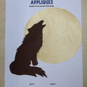 7&quot; indigenous,  brown wolf & moon sew on appliqué