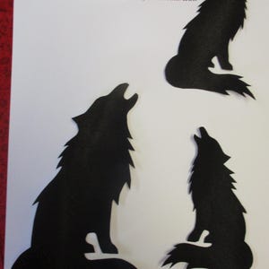 black wolf set appliqué, sew on with instructions, indigenous