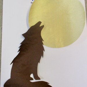 7" wolf, 5.75 moon appliques, sew on with instructions, indigenous, native style