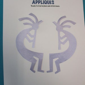 6" indigenous kokopelli satin appliques, sew on