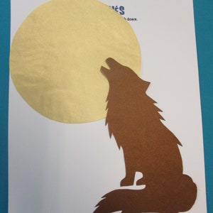 indigenous 7&quot; satin wolf and moon appliqué, sew on with instructions