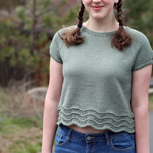 KNITTING PATTERN - Menan Crop Tee PDF summer tee knitting pattern
