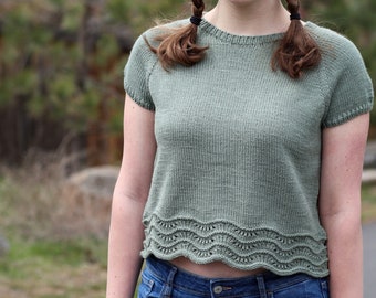 KNITTING PATTERN - Menan Crop Tee PDF summer tee knitting pattern