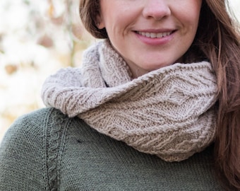 KNITTING PATTERN - Wapello Cowl PDF cabled cowl knitting pattern