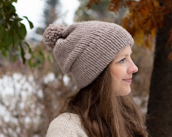 KNITTING PATTERN - easy double brimmed hat knitting pattern PDF // Market Beanie