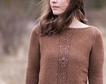 KNITTING PATTERN - Latah Pullover PDF sweater knitting pattern