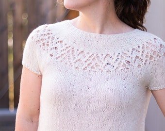 KNITTING PATTERN - Hawk Ridge Tee PDF summer tee knitting pattern