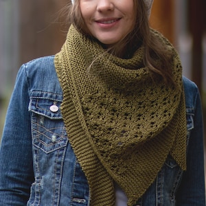 KNITTING PATTERN PDF easy lace shawl knitting pattern // Wind Ripple Shawl image 1