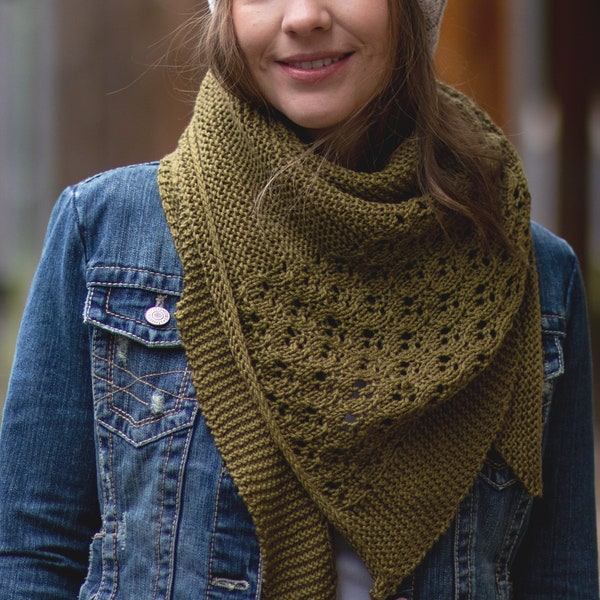 KNITTING PATTERN - PDF easy lace shawl knitting pattern // Wind Ripple Shawl