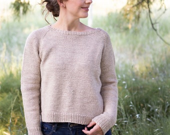 KNITTING PATTERN - PDF easy raglan sweater knitting pattern / Eleven Acres Pullover