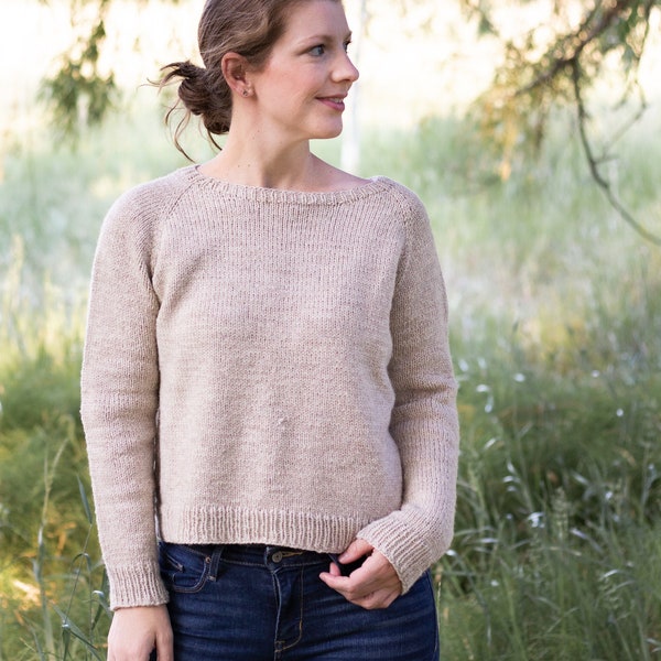 STRICKMUSTER - PDF Easy Raglan Pullover Strickanleitung / Eleven Acres Pullover