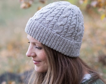 KNITTING PATTERN - Mondial Cabled Hat PDF easy cable hat knitting pattern