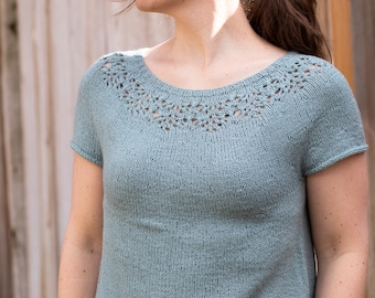 KNITTING PATTERN - Peone Tee PDF summer tee knitting pattern