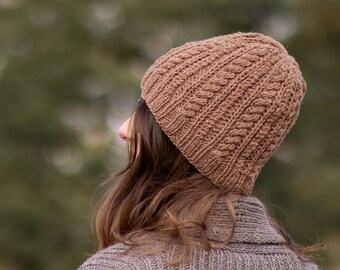 KNITTING PATTERN - Fairwood Hat PDF easy cable hat knitting pattern