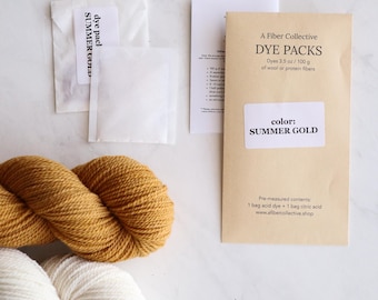 Kit para teñir hilo en casa - Oro de verano, paquete de tinte ácido para hilo, kit para teñir en frasco, tinte para fibras fácil de usar en casa