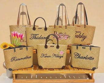 Limited Edition Personalized Straw Bag with Name | Handmade Thai Woven Bag | Custom Beach Tote | Free Shipping Europe