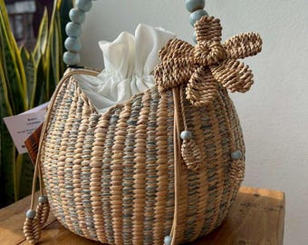 Handmade tote bag, Thai woven bag, limited edition bag, boho bag, gift for her, summer tote, beach bag, artisan bag, Free Shipping
