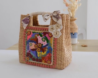 Handwoven Artisan Bag with One-of-a-Kind Embroidered Detail | Exclusive Handmade Piece Small to Large (8–12 inches)