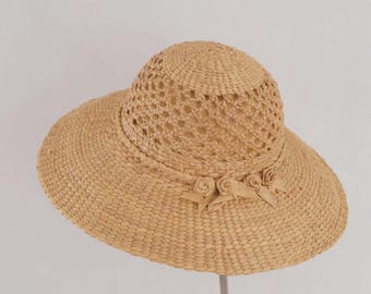 Handwoven Straw Hat Wide Brim | Summer Beach Hat | Boho Sun Hat | Handmade Natural Hat | Eco Friendly Gift for Women