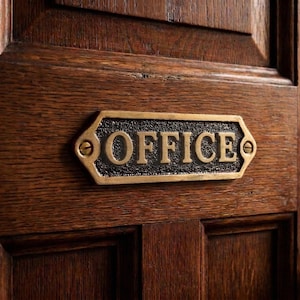 Brass Office Door Plaque Polished Gold Name Sign Home Workplace