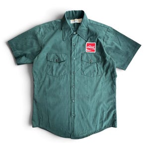 Camicia da lavoro vintage anni '70 per autista addetto alle consegne della Coca-Cola presso la Riverside Masterbilt, taglia M.