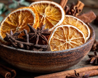 Popurrí de naranja y especias para cocinar a fuego lento, ideal para las fiestas.