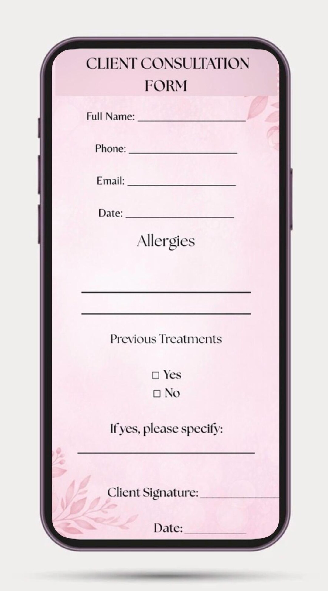 Beauty Client Intake Form Canva Template | Beauty Salon Consultation ...