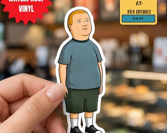 Bobby Hill Sticker, King of the Hill Vinyl Decal, Funny Cartoon Boy Meme Car Bumper Sticker, Waterproof Laptop Decal, 90s Retro Gift