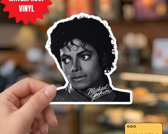 Michael Jackson Sticker, King of Pop Vinyl Decal, MJ 80s Music Legend, Waterproof Laptop & Water Bottle Sticker, Car Bumper Decal