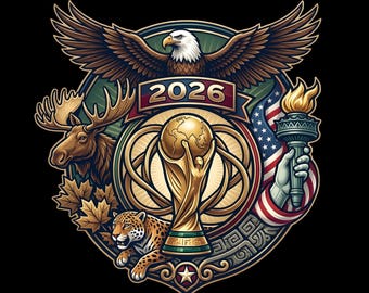 Diseño PNG de la Copa Mundial 2026 / EE. UU., Canadá y México / Archivo de sublimación de fútbol / Gráfico para camiseta de la Copa Mundial 2026 / Descarga digital