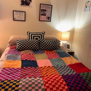 EASY Checkered Crochet Blanket Pattern PDF