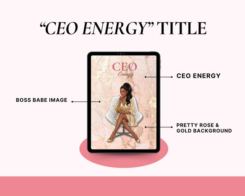CEO Planner Cover CEO ENERGY | Black Woman Planner Dashboard | Pink Aesthetic Digital Planner Cover | GoodNotes Insert | (Digital Download) image 4