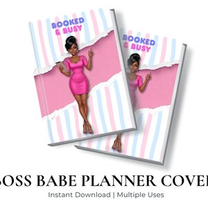 Geboekt en bezet planneromslag | Roze esthetisch dashboard | Digitale planneromslag zwarte vrouw | GoodNotes invoegen | Afdrukbare Boss Babe