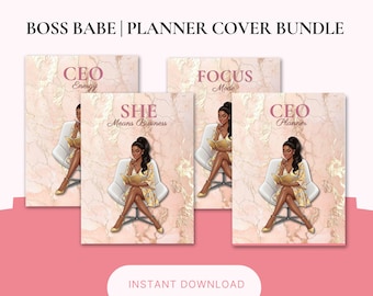 Paquete de portadas para agenda de CEO / Conjunto de paneles de control para agenda de mujer negra / Agenda digital con estética rosa / Inserto para GoodNotes / Portadas para agenda de mujer emprendedora